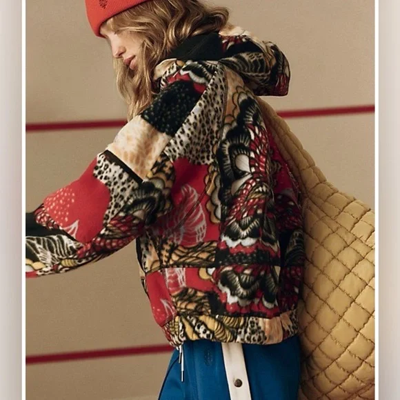 Free People Movement Wild and Free Printed Fleece Pullover Wildflower Retro Sz L - Picture 3 of 7